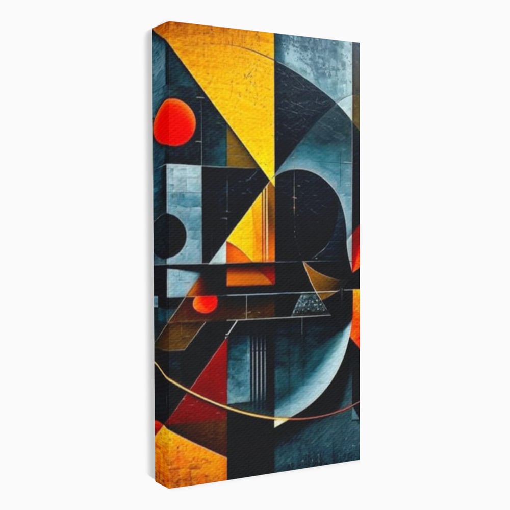 Tablou canvas cu pictura abstracta cu forme geometrice, fara rama, pe sasiu de lemn